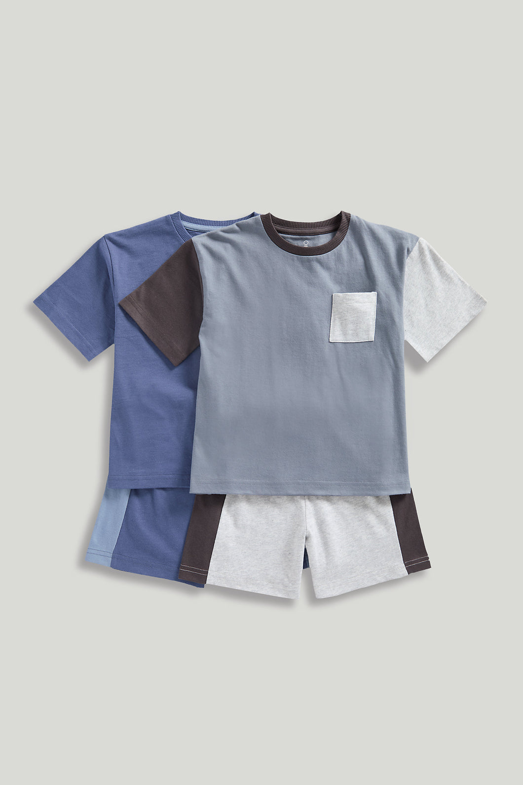 Mothercare Grey and Blue Short Pyjamas - 2 Pack