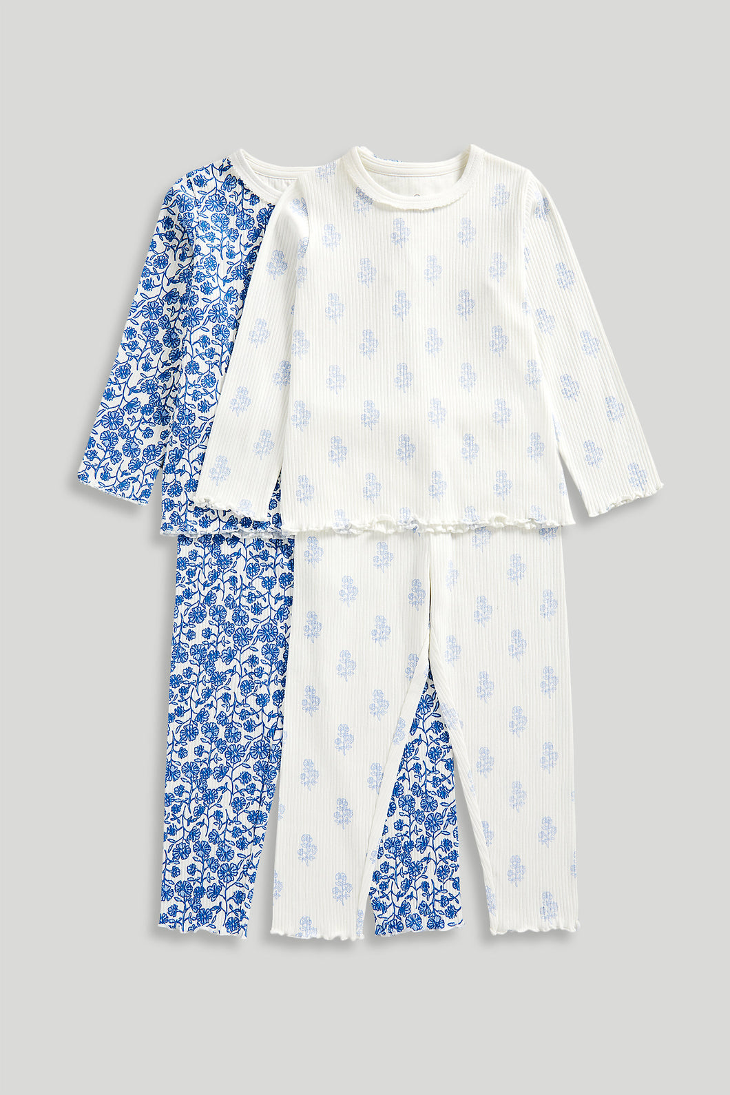 Mothercare Floral Ribbed Pyjamas - 2 Pack