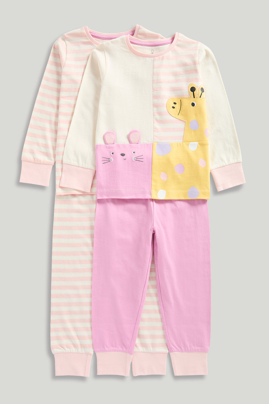 Mothercare Giraffe and Mouse Short Pyjamas - 2 Pack