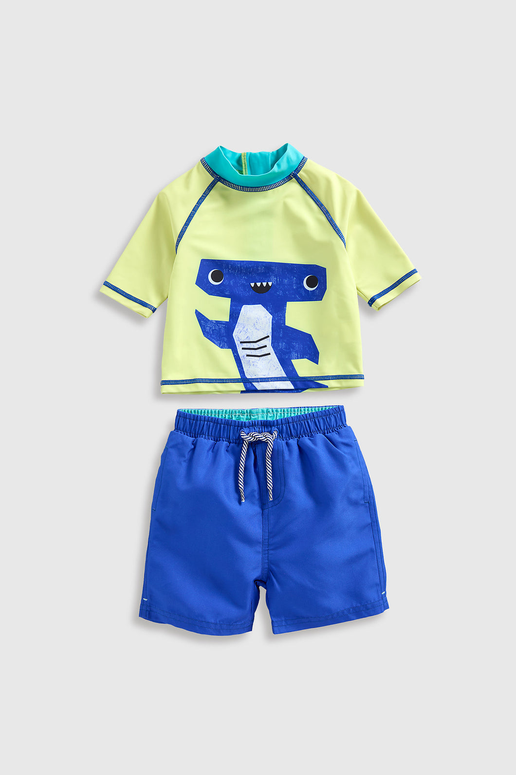 Mothercare Shark Sunsafe UPF50+ Rash Vest and Board Shorts Set