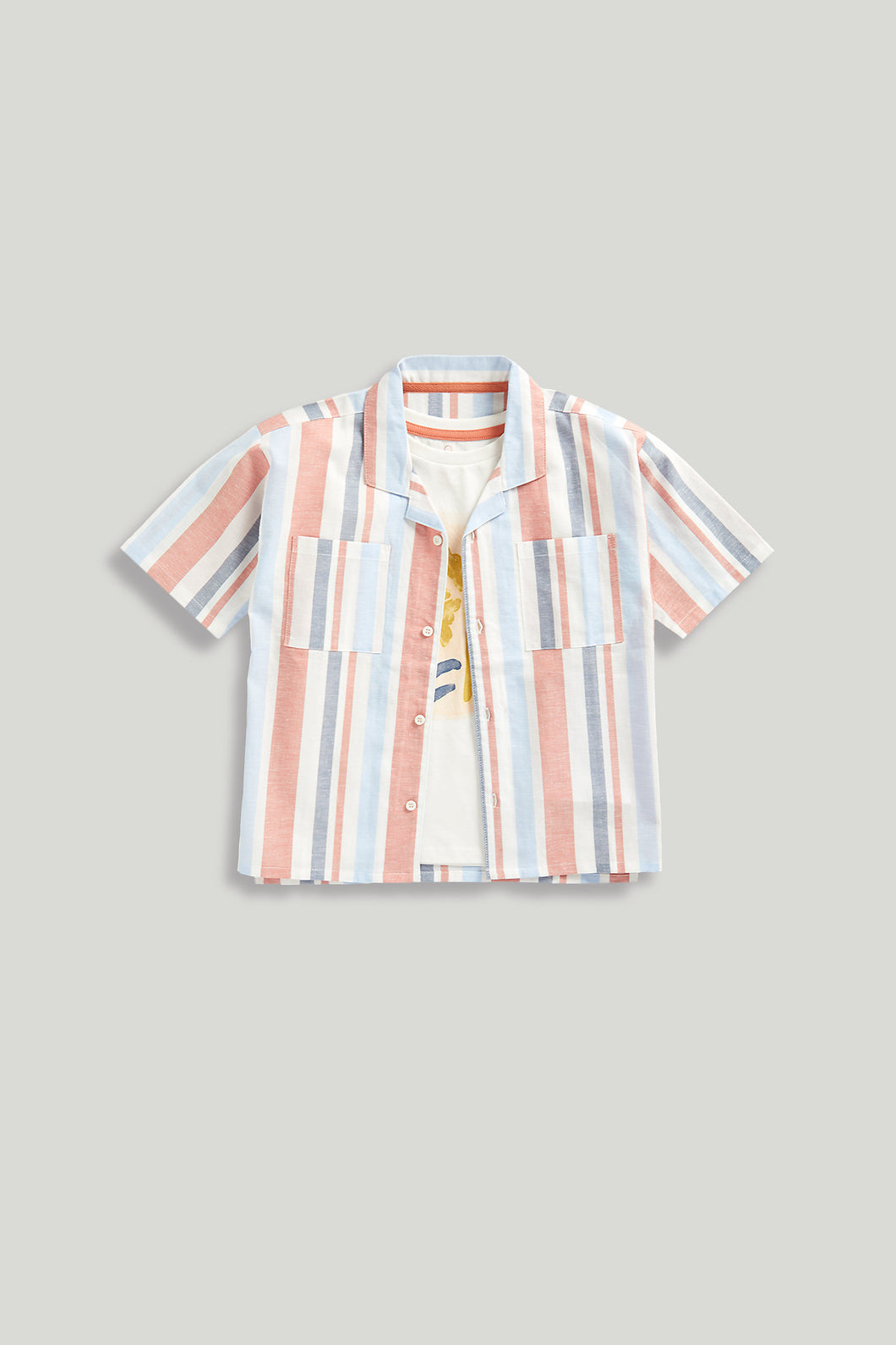 Mothercare Striped Shirt and T-Shirt Set