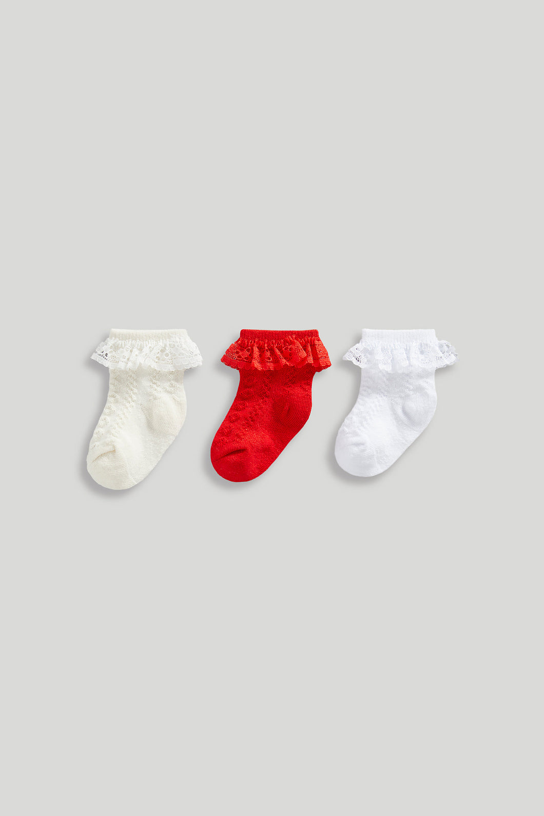 Mothercare 3 Pack Lace Trim Baby Socks