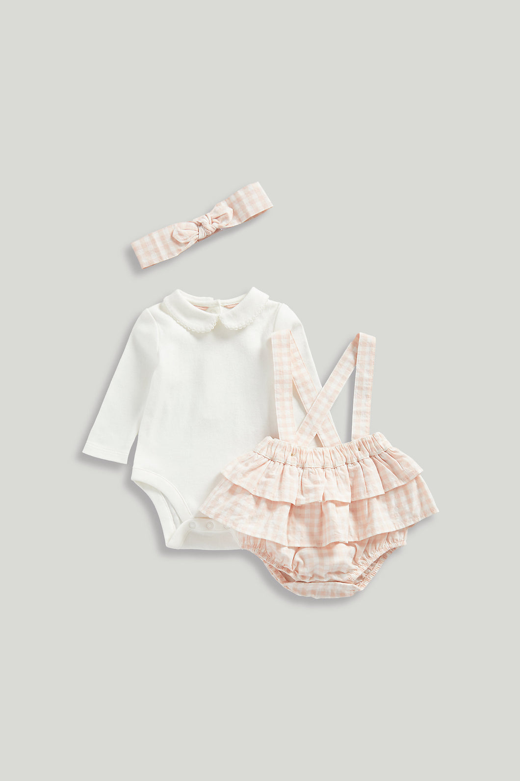 Mothercare Gingham Shorts, Bodysuit and Headband Set