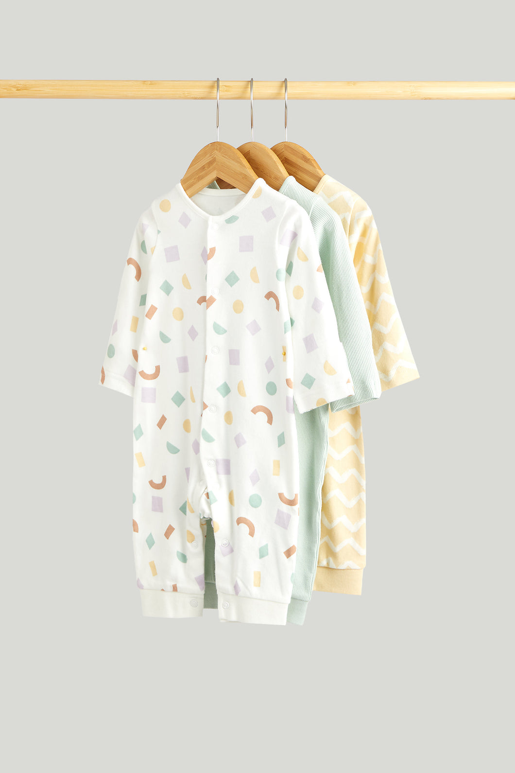 Mothercare 3 Pack Shapes Footless Sleepsuits