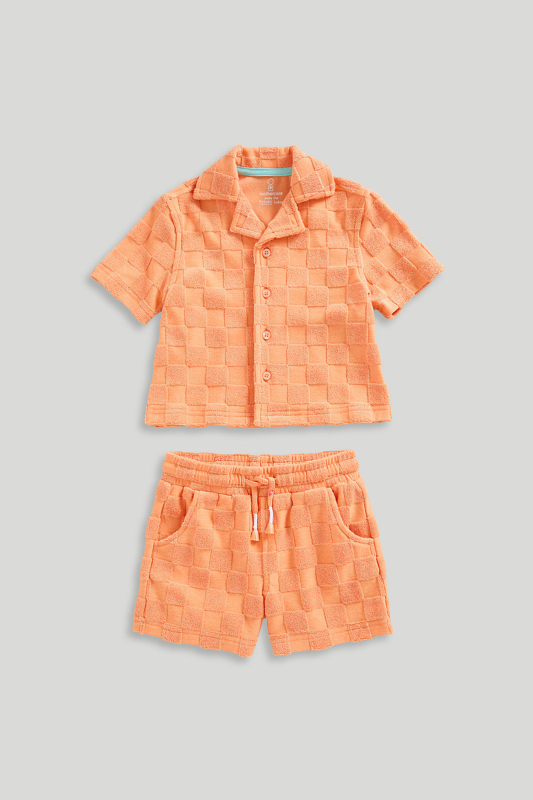 Mothercare Towelling Checkerboard Shirt and Shorts Set