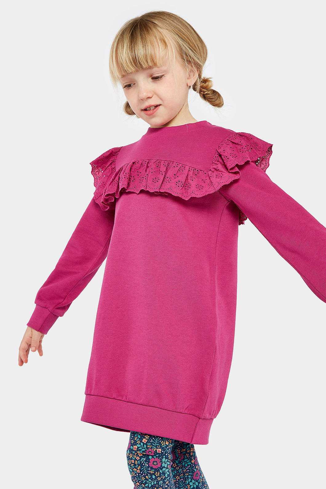 Mothercare Broderie Frill Sweat Dress And Leggings Set