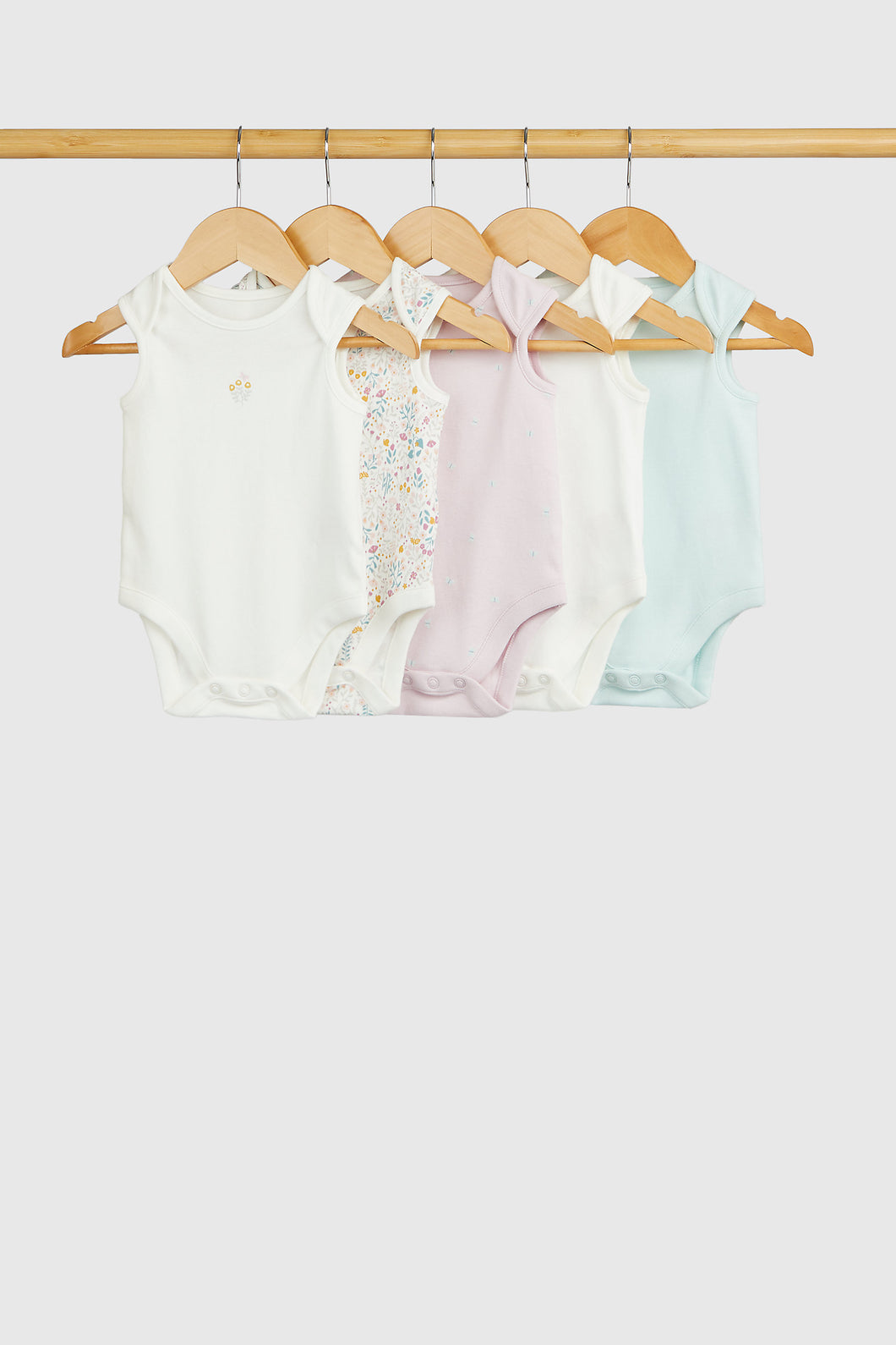 Mothercare Wild Flower Sleeveless Bodysuits - 5 Pack