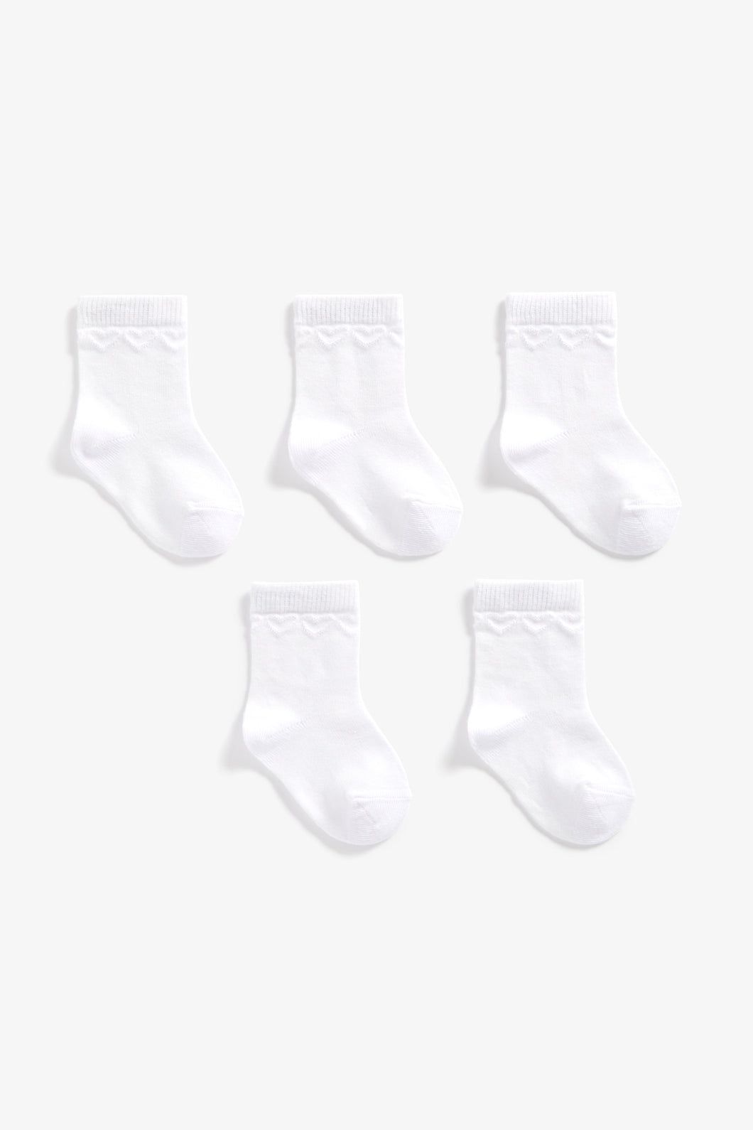 White Heart Socks - 5 Pack